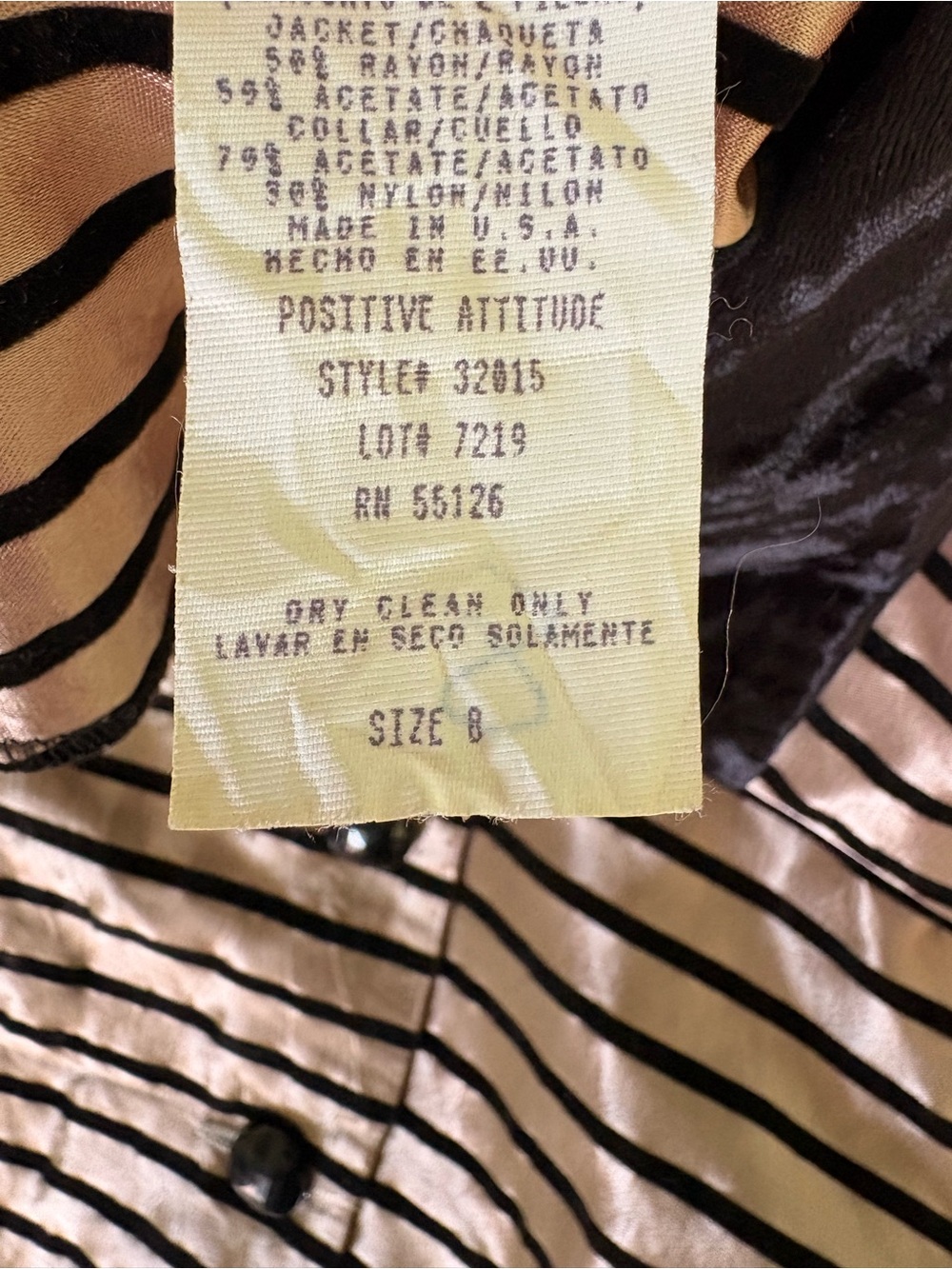 Vintage Metallic Gold and Black Striped Button-Down Jacket - Picture 8 of 8